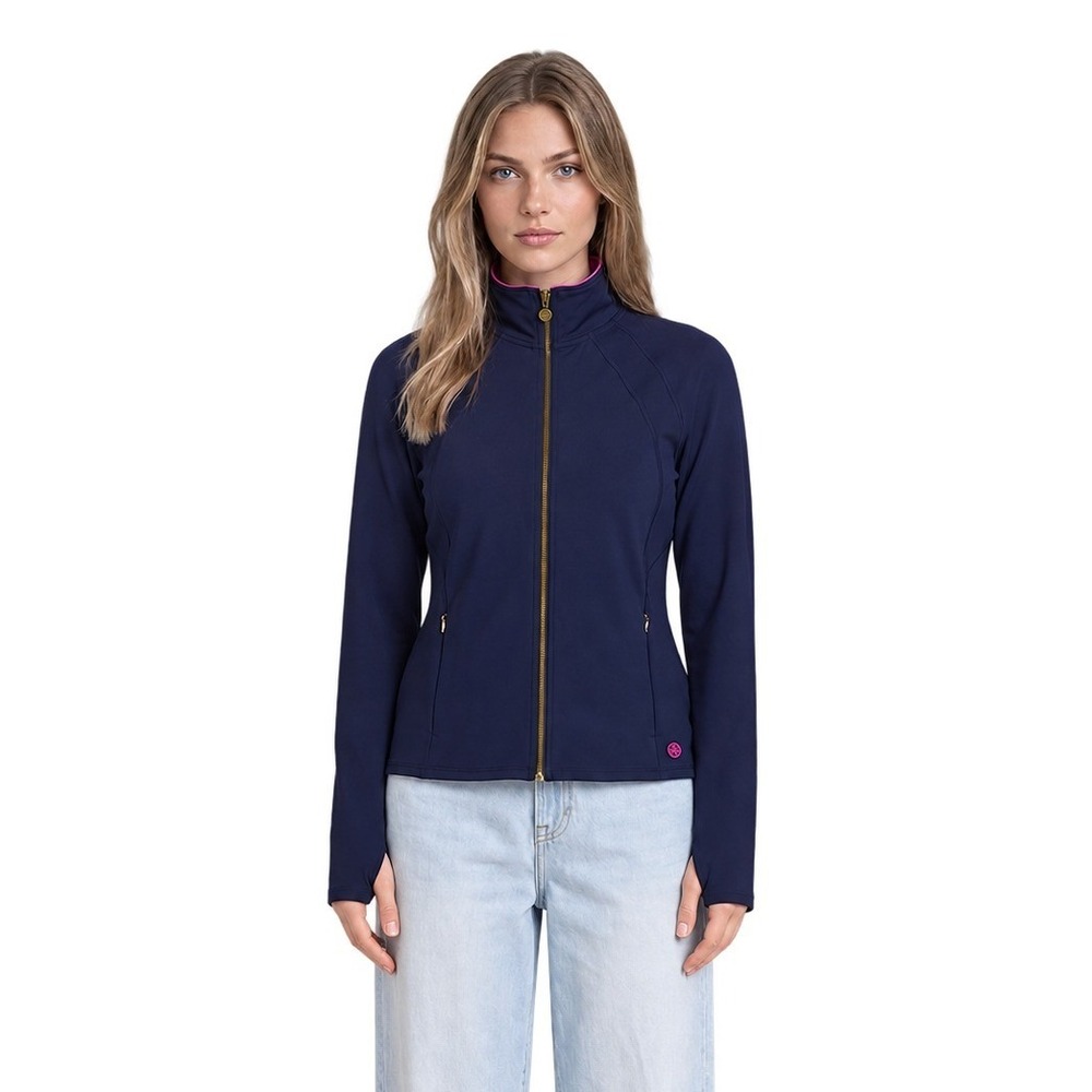 Lilly Pulitzer Luxletic Jacket Women's Size Medium Navy Pink Full Zip Pockets
